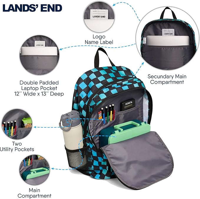Lands' End Unisex Kids Large ClassMate Lightweight Durable Elementary School Backpack, Tundra