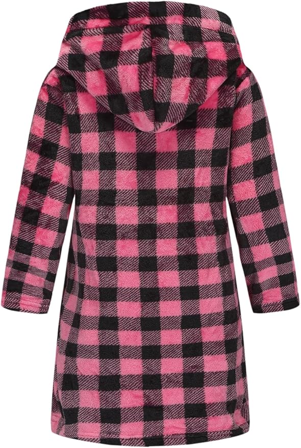 Boys Girls Robe Kids Flannel Hooded Bathrobe Sleepwear Pajamas Toddler Soft Plush Robes for Girls 2-16 Years