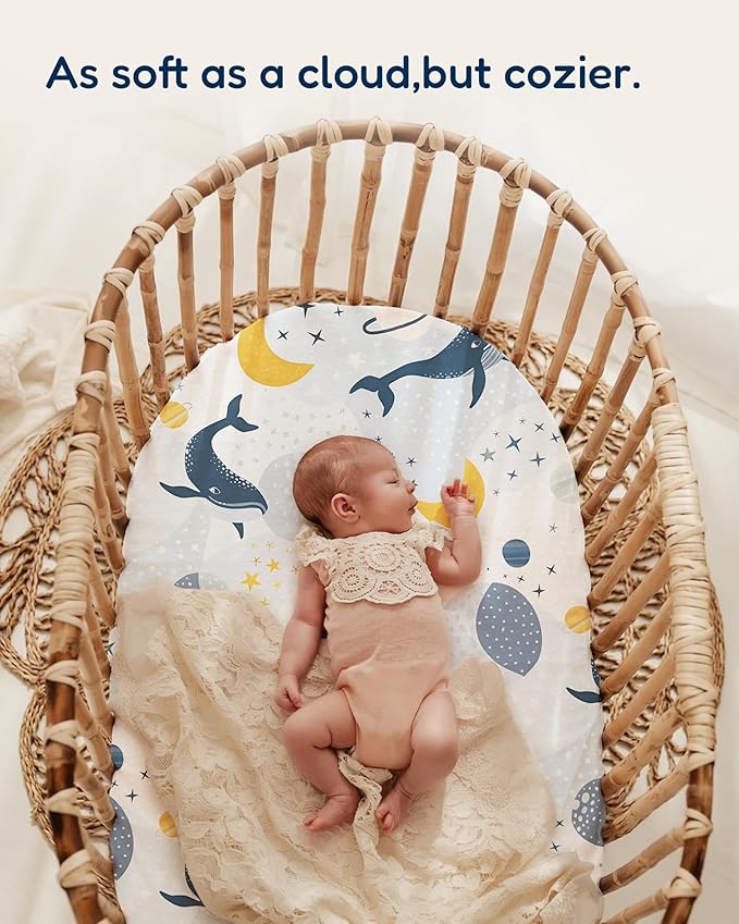 Bedside Sleeper Bassinet Fitted Sheets 33x20 for Maxi COSI Iora, Koola Baby, Baby Joy, Angelbliss, Kidsclub Bedside Bassinet - Buttery Soft Sheets, 2 Pack