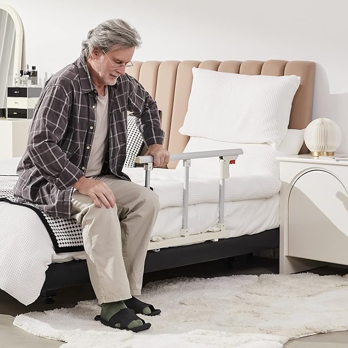 ELENKER Bed Safety Rail, Folding Bed Assist Handle Adjustable Medical Hospital Assistive Devices Bed Railing for Elderly Seniors Adults,28.5"x16.3"