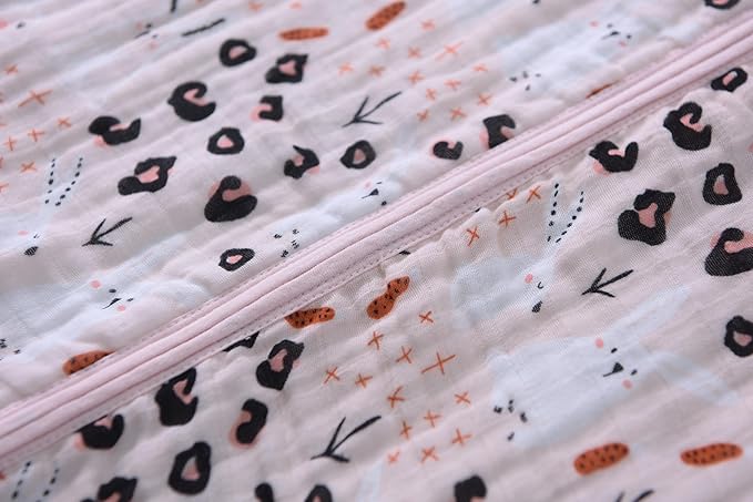 Baby Sleep Sack 2-4 T Boys & Girls Wearable Blanket 100% Organic Cotton 0.5 TOG Toddler Sleep Sacks 2- Way Zipper X-Large Muslin Pink Bunny