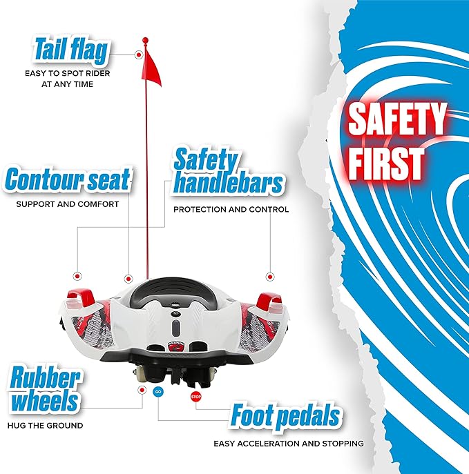 Rollplay Nighthawk Electric Ride On Toy for Ages 6 & Up with 12V 7AH Rechargeable Battery, Side Handlebars for Steering, Tall Rear Safety Flag, and a Top Speed of 6.5 MPH, White
