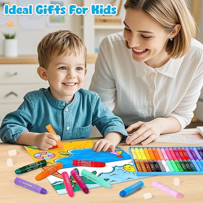 Tempera Paint Sticks For Kids, 36 Assorted Colors Washable Paint Set, Quick Drying Art Supplies for Toddlers and Kids, Ideal Christmas Basket Stuffers for Kid Toddler 1-3 2-4