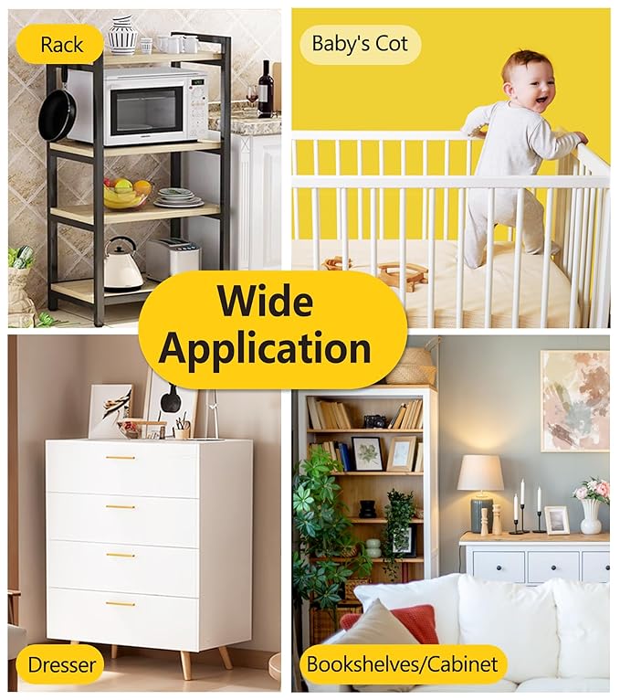Furniture Anchors for Baby Proofing 6 Pack 400lbs Furniture Straps Leaning Mirror Wall Anchors Anti Tip Kit for Dresser Shelves Bookshelf Cabinet Mirror Earthquake Child Pet Safety