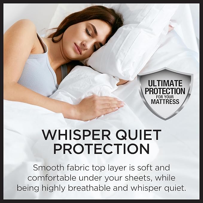 Protect-A-Bed Essential Mattress Pad King, 100% Waterproof, Dust Mite Barrier Mattress Pad, Breathable & Quiet, Antimicrobial, Fits 11"-18" Mattresses