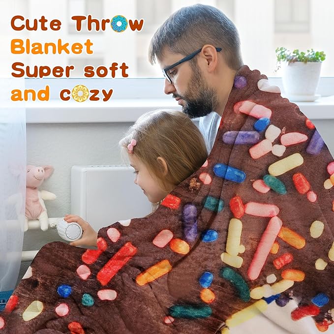 SeaRoomy Donuts Blanket, Wrap Throw Food Blanket, Novelty Funny Flannel Round Blankets Funny Gifts for Teens Boys and Girls