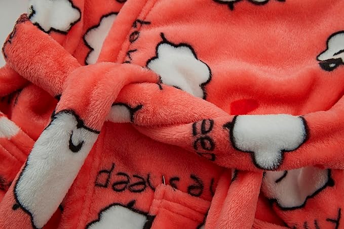 Toddler Robes Cute Pattern Bathrobe Unisex Kids Robe Baby Flannel Hoodie Pajamas Sleepwear
