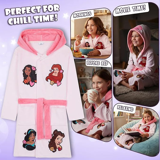 Get Trend Fleece Bathrobe for Girls, Teens, Dressing Gown, Soft Hooded Robe, Cozy Loungewear, Sleepwear Gifts for Girls