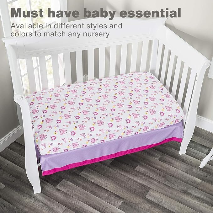 Baby Girl Fitted Crib Sheet Princess Storyland, 100% Soft Breathable Microfiber Baby Sheet, Fits Standard Size Crib Mattress 28in x 52in, Nursery Sheet