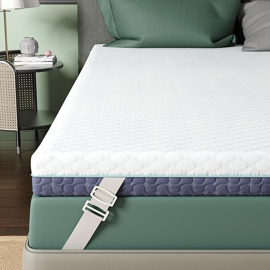 3 Inch Firm Mattress Topper Full Size, Memory Foam Bed Topper with Soft & Firm Options for Back Pain Relief, Mattress Topper with 2-Sided Cover, Ergonomic 5-Zone Design, CertiPUR Certified
