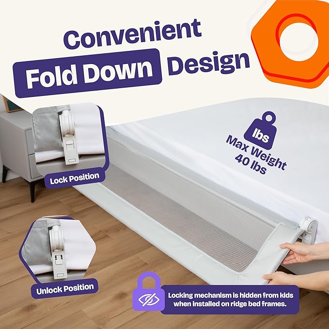 ComfyBumpy Bed Rail & Bumper Set for Toddlers – Extra-Long Rail + Foam Safety Guard | Fits Twin, Full, Queen & King Sizes | Non-Slip Protection for Comfortable Toddler Sleep | Grey