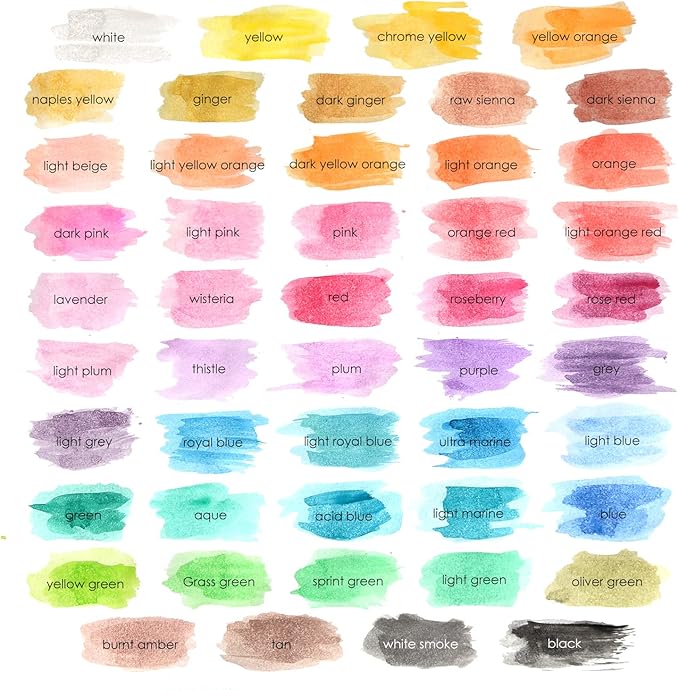 Watercolor Paint Set- 48 Colors Washable Water Paint with Palette, 3 Brushes & Refillable Water Brush Pen, Non Toxic, for Kids, Beginners, Adults & Artists