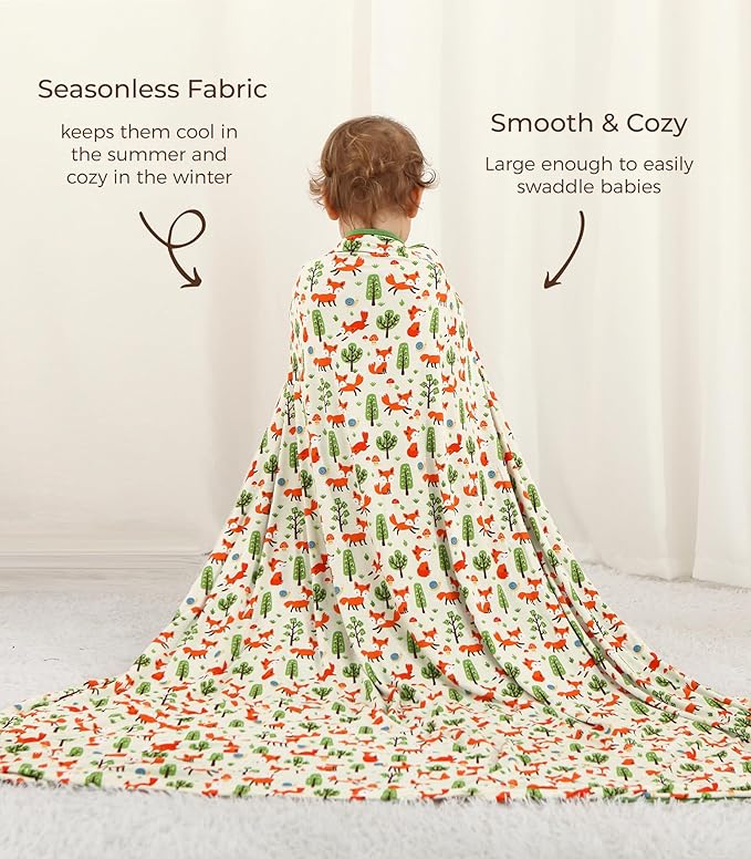 Premium Baby Blankets, Soft Viscose from Bamboo Blanket for Boys and Girls, Nursery Crib Bedding Quilt for Newborn and Toddler, Cooling for Hot Sleepers, 50'' x 50'' Little Fox