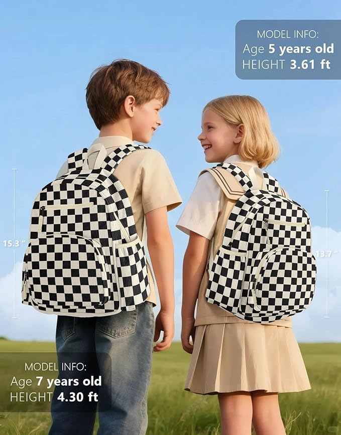 atgark Corduroy Kids Backpack, Lightweight Boys Backpack 5-9, Boy Bookbag for Elementary School 15.3" H Fit Folder