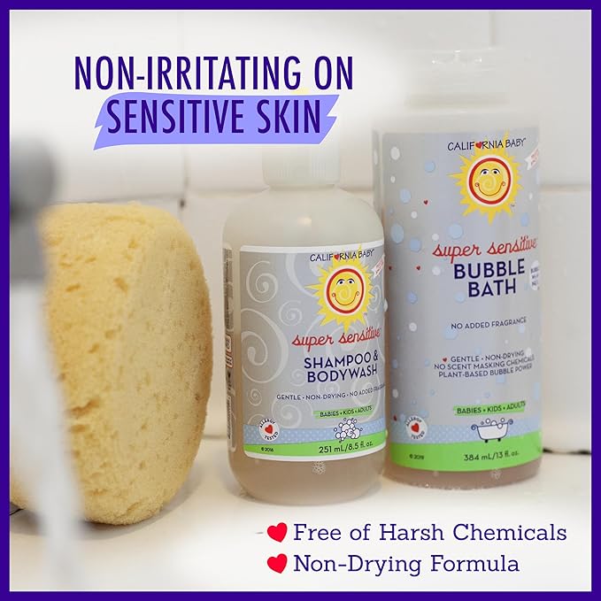 California Baby Super Sensitive Bubble Bath | 100% Plant-Based Kids Bubble Bath | Gentle Unscented Baby Bubble Bath | Free Bubble Wand | 384 mL / 13oz
