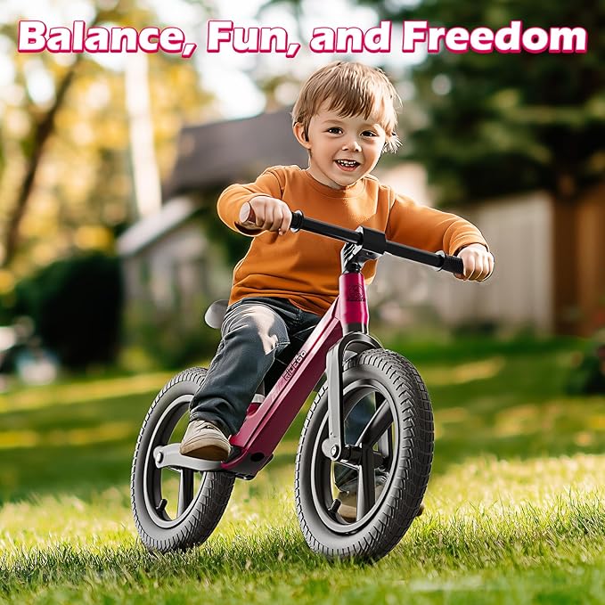 Ridego 14 Inch Balance Bike for Kids 3-6 Year Old,Lightweight Kids Bike with Adjustable Seat, Push Bicycle with Air Rubber Tires，Ride-on Toys Birthday Gift