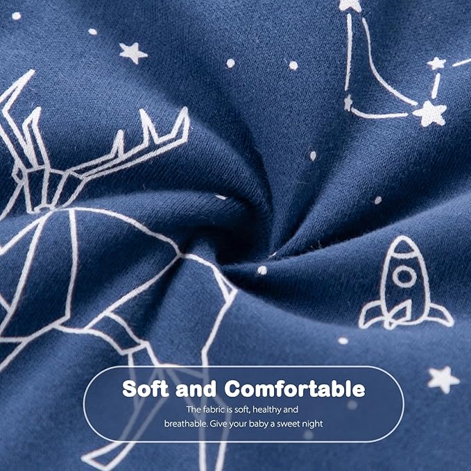 Mosebears Sleep Sack Baby Winter Wearable Blanket with 2-Way Zipper,2.5 TOG Cotton Sleep Sack Unisex(Navy Blue,6-12 Months)