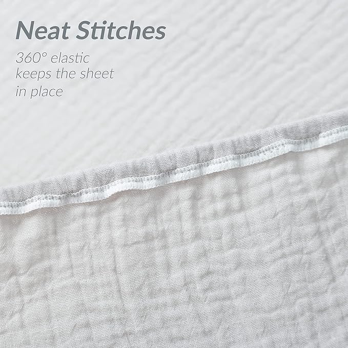 Meracorallo Muslin Fitted Crib Sheet, Soft and Breathable Solid Color Neutral Grey Baby Crib Sheet for Standard Crib and Toddler Mattresses