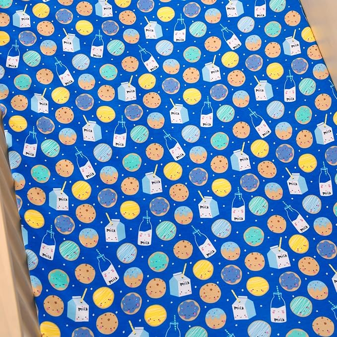 Little Sleepies Baby Crib Sheets, Buttery Soft Viscose from Bamboo Crib Sheets for Boys & Girls, Toddler Bed Sheet, Standard Crib Mattress Sheet, Super Stretchy & Elasticized (Blue Cookies & Milk)