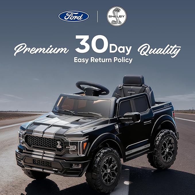 Licensed Ford Shelby F-150 24V Kids Ride on Toy, Electric Car for Kids with Remote Control, 400W Motors - Black