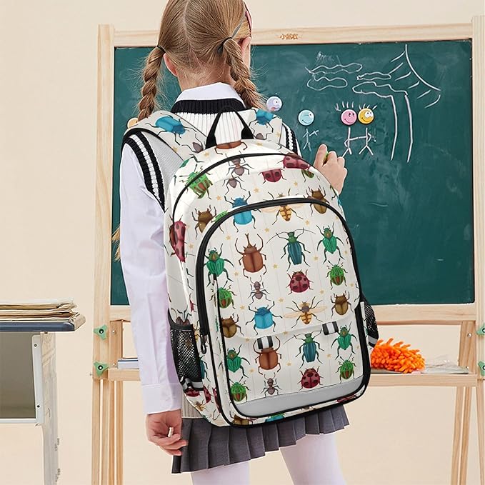 Jucciaco Cartoon Insect Bug School Backpack Laptop Travel Daypack for Kids Girls Boys, Personalized Computer Notebooks Bookbag with Adjustable Padded Straps