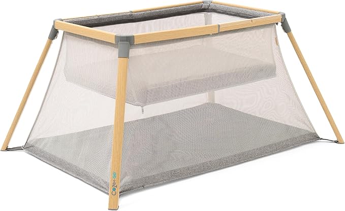 Tutti Bambini CoZee® Go 3-in-1 Bassinet, Baby Playpen & Travel Crib with Mattress Included - Lightweight, Breathable & Foldable Baby Play Pen from Birth to 3 Years (Oak & Charcoal)