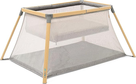 Tutti Bambini CoZee® Go 3-in-1 Bassinet, Baby Playpen & Travel Crib with Mattress Included - Lightweight, Breathable & Foldable Baby Play Pen from Birth to 3 Years (Oak & Charcoal)
