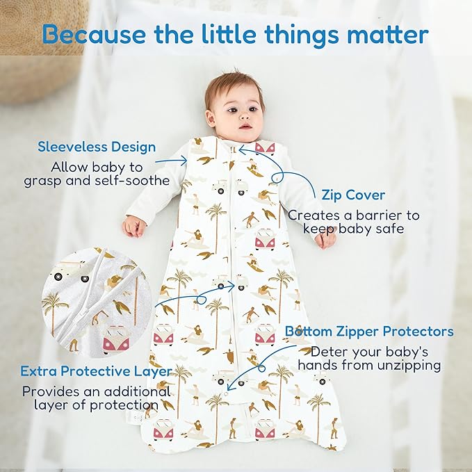 TotAha Sleep Sack infant 3-6 months 3 Pack, Breathable Sleep Bag for Baby Girl Boy, Wearable Blanket with 2-way Safe Zipper, 0.5 TOG