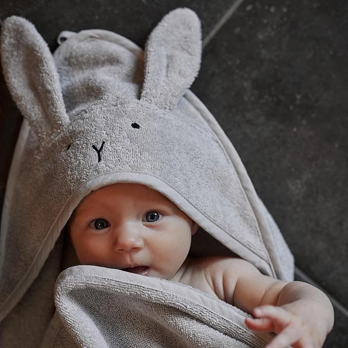 Baby Hooded Towel – Organic Cotton Baby Bath Towels, 32" x 32" Super-Soft and Absorbent Baby Towels for Newborn 2-Pack (Grey/Yellow)