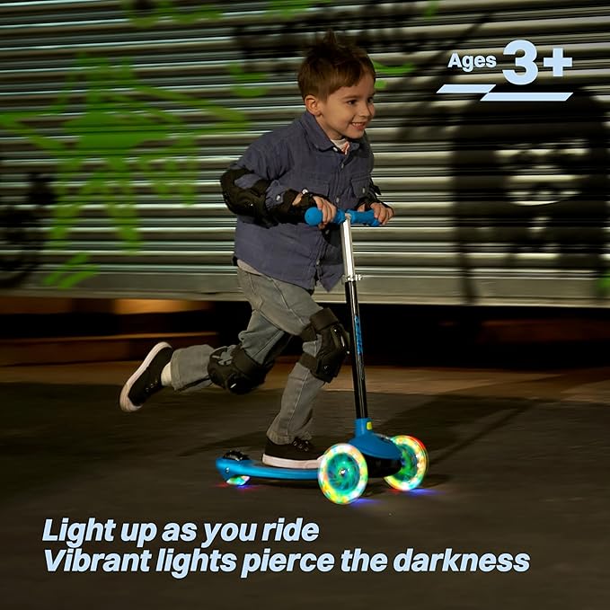ZIFFY Multicolor 3 Wheel Scooter for Kids 3-5, Toddler Kick Scooters with LED Light-Up Wheels for Boys and Girls, 5 Adjustable Height and Lean-to-Steer Design, Support up to 110 lbs by JOVA