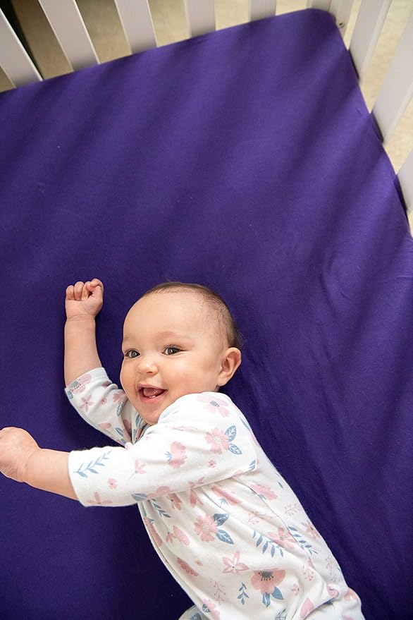 SheetWorld Baby Fitted Bassinet Sheet Fits Nuna Mixx 12 x 29 inches, 100% Cotton Jersey Hypoallergenic Sheet, Unisex Boy Girl, Purple, Made in USA