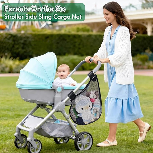 Guiseapue Baby Side Sling Stroller Cargo Net: Universal Stroller Organizer Attachment for Storage, Mesh Bag Storage Caddy, Stroller Accessories Fits for Uppababy MINU, Butterfly, YOYO, Nuna