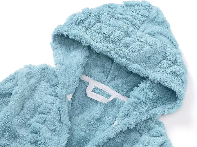 Topgal Leopard Cat Robe for Girls Fleece Toddler Kids Teen Hooded Bathrobe Size 4T-18