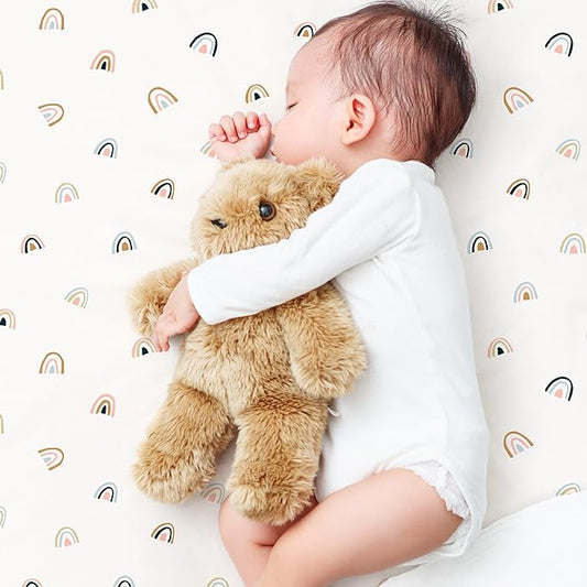 Makemake Organics GOTS Certified Organic Cotton Fitted Crib Sheet Soft Breathable (28"x52", Rainbow)