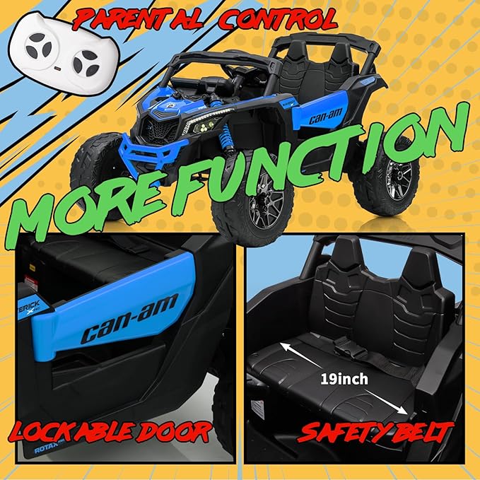 KerryYoo SU5 24V Ride on Toys for Big Kids,4x200W,2 Seater Electric Ride on UTV 4WD/2WD,EVA Rubber Tires,4x4 Shock Absorbers,Remote Control,Licensed Can-Am,Bluetooth - Blue