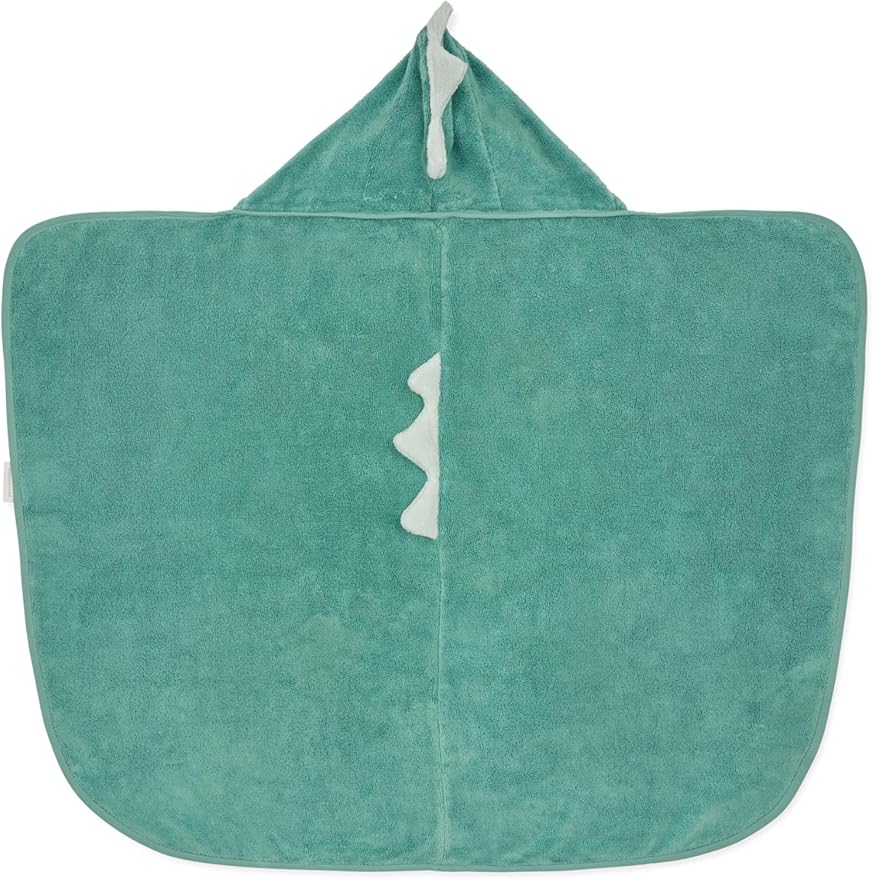 MORI Kids Dinosaur Hooded Bath Towel in Green - Unisex Bathing Cape - Suitable for 1-3 Years - 39.3 x 34.6”