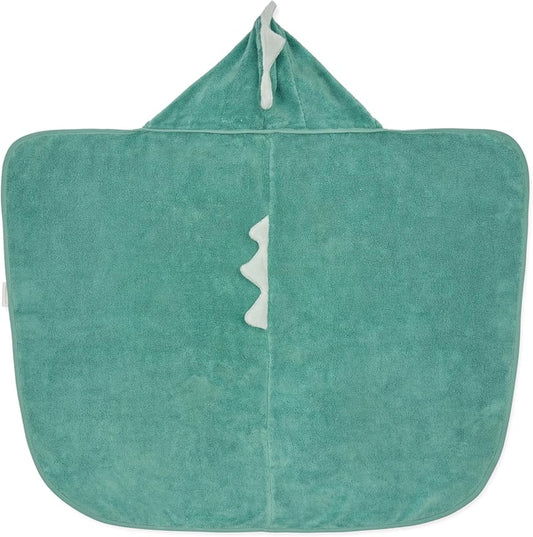 MORI Kids Dinosaur Hooded Bath Towel in Green - Unisex Bathing Cape - Suitable for 1-3 Years - 39.3 x 34.6”