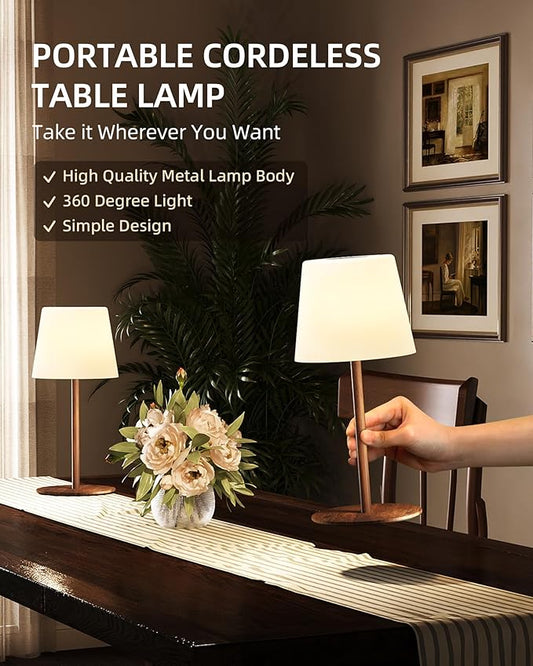 EZVALO Outdoor Cordless Table Lamp, IP65 Waterproof 4500mAh Rechargeble Shower Lamp, Dimmable Touch Lamp, LED Night Light Lamp for Bathroom Patio Camping Restaurant Home（1 Pcs）