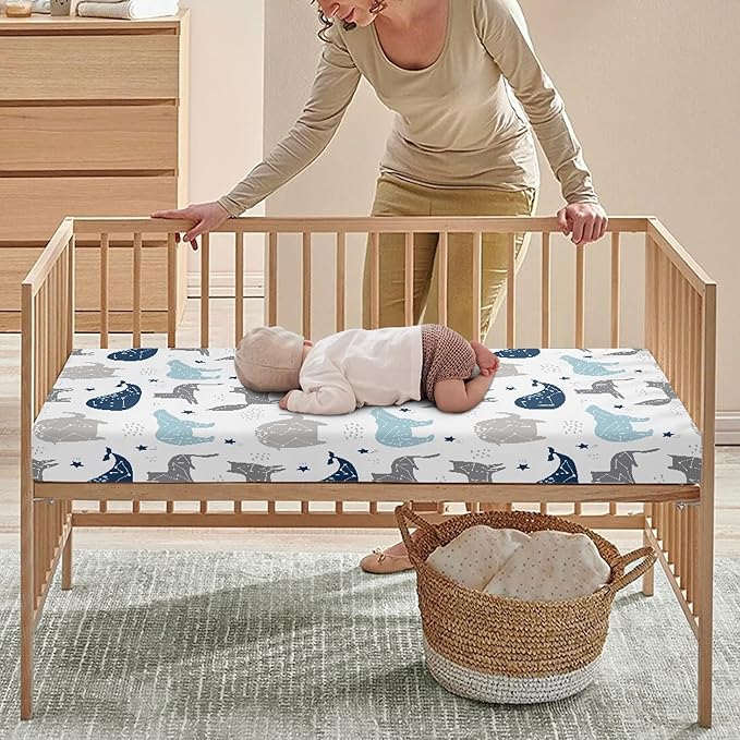 Constallations on Night Starry Sky Fitted Crib Sheet Space Planet Baby Crib Sheet Fit Standard Crib and Toddler Mattress,Crib Mattress Sheets for Boys Girls 28"x52"