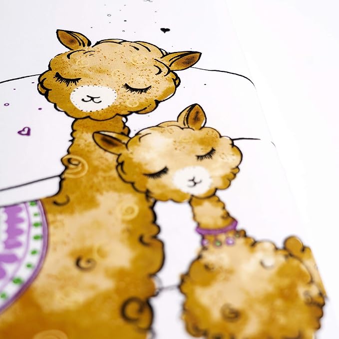 JumpOff Jo - Fitted Mini Crib Sheet for Portable Crib, Playard, and Playpen Mattresses and Mats, Soft 100% Cotton, 24 in. x 38 in. - Llama and Mama