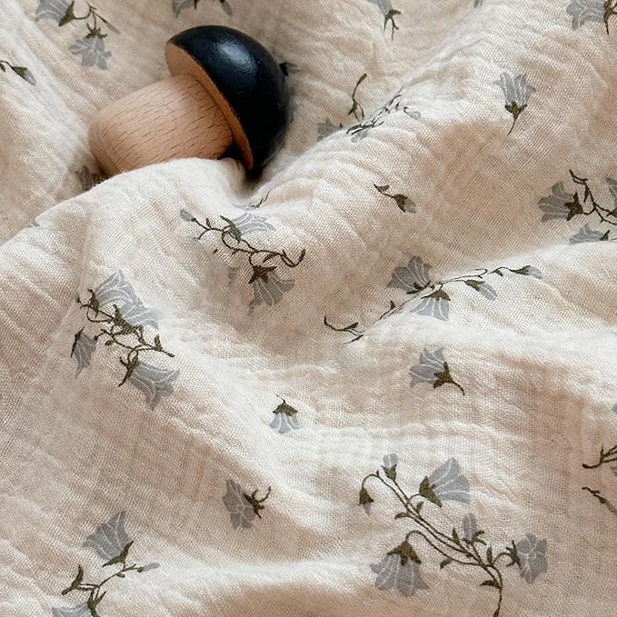 BuLuTu Chic Shabby Vintage Floral Duvet Cover Twin for Kids Girls Boys 100% Cotton Muslin Ruffled Quilt Cover Twin, 68"x86", Hyacinth Print, Soft Breathable, Zipper Closure, No Pillowcase