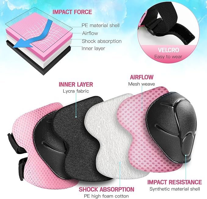 Kids Protective Gear Set Knee Pads for Kids 3-14 Years Toddler Knee and Elbow Pads with Wrist Guards 3 in 1 for Skating Cycling Bike Rollerblading Scooter