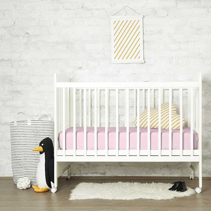 Mulberry Park Fitted Silk Crib Sheet - Grade 6A Pure 19 Momme Toddler Bedding - Gentle on Baby's Delicate Skin, Helps with Bald Spot, Eczema, Dry Skin & Cradle Cap - 28" x 52" / Lullaby Pink