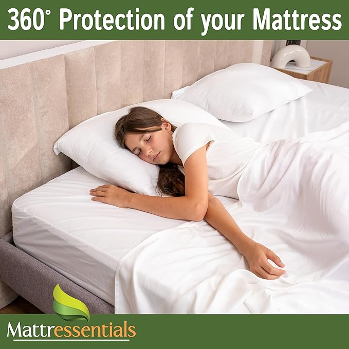 Zippered King Mattress Protector (14"-16" Depth) - Bed Bug Waterproof Mattress Cover, Premium Quality Hypoallergenic Encasement White