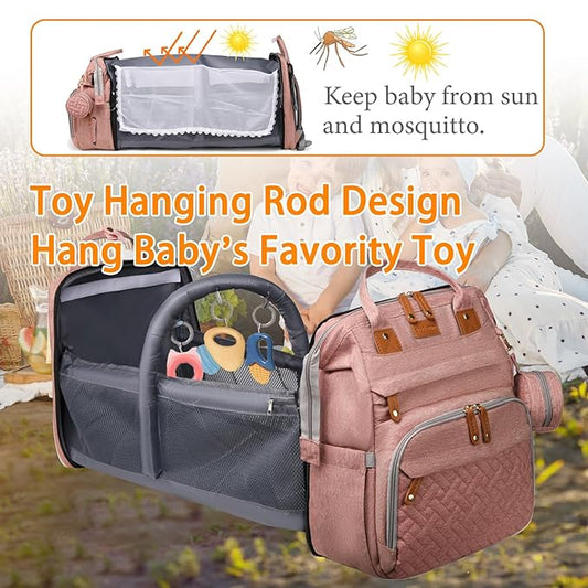 Baby Diaper Bags with Changing Station, Waterproof Diaper Bag Backpack for Moms Dads with USB Charging Port, Baby Shower Gifts, Large Capacity diaper backpack, Pink