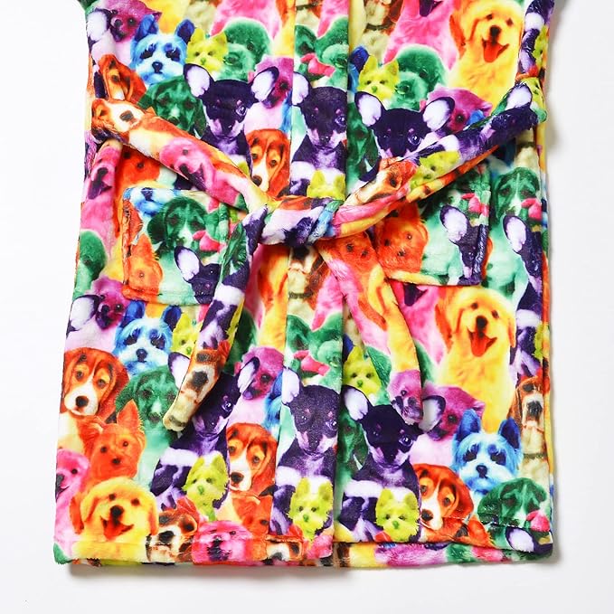 Jxstar Girls Bathrobes Kids Hooded Robes Plush Fleece Pajamas Soft Coral Sleepwear
