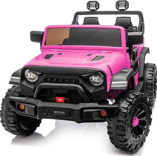2 Seater Ride on Car Toy, 24V 4WD Electric Car for Kids 4-8 with Remote Control, 4x200W Motors, Capacity 150 lb - Hot Pink