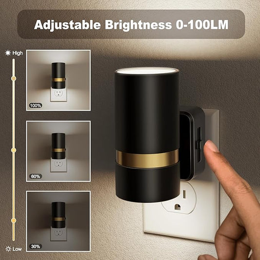 JandCase Night Lights Plug into Wall, Automatic Night Light with Dusk to Dawn, 2 Pack 0-100LM Dimmable Plug in LED Nightlight 5000K Daylight for Bedroom, Hallway, Stairs