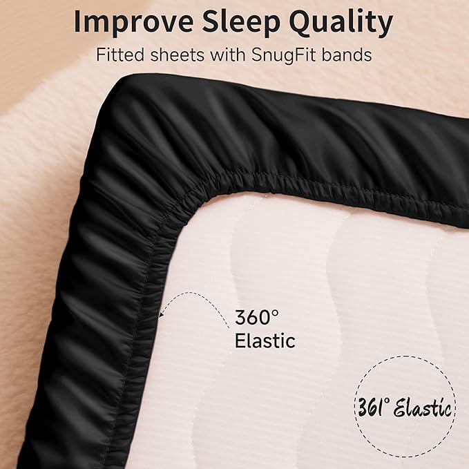 Satin Bassinet Sheet, Great for Baby Hair, Soft Silk Feeling Sheet for Rectangle Cradle Bassinet Mattress Pad, for Boys Gift Newborn and Infant(Black)