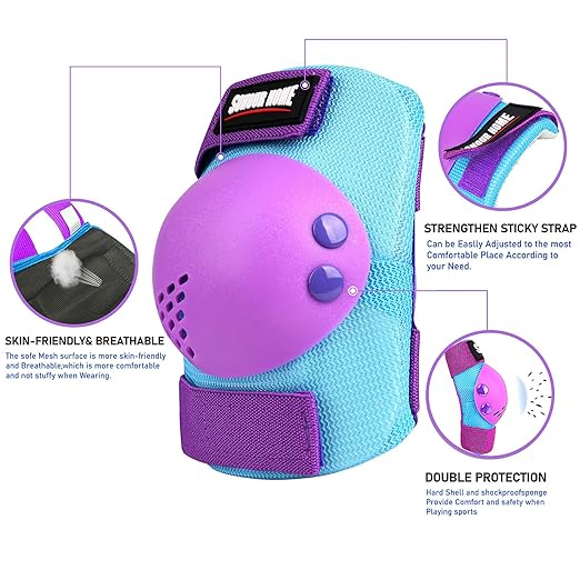 Kids/Youth Knee Pads Elbow Pads Wrist Guards 3 in1Protective Set, for 3-15 Years Child Roller Skates, Cycling, Inline Skating, Skateboard, BMX Bike, Balance Bike, Scooter Riding Sports